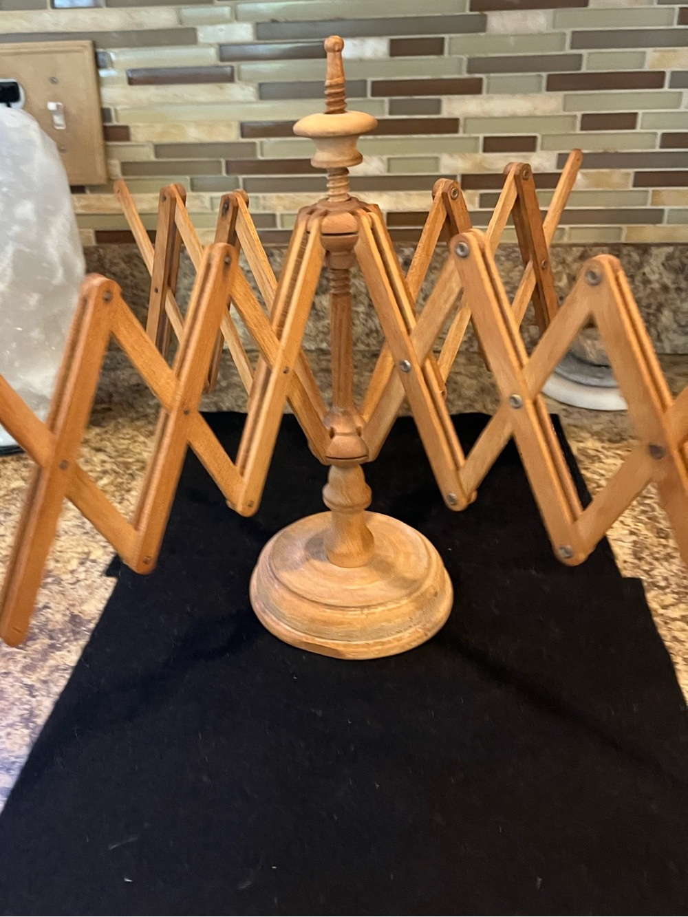 Vintage Tabletop Wooden Accordion Yarn Swift - Natural Wood